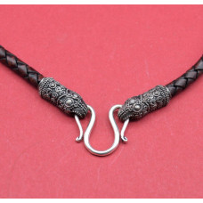 Leather cord with raven heads 